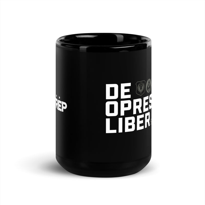 De Opresso Liber Motto 15oz Black Glossy Mug