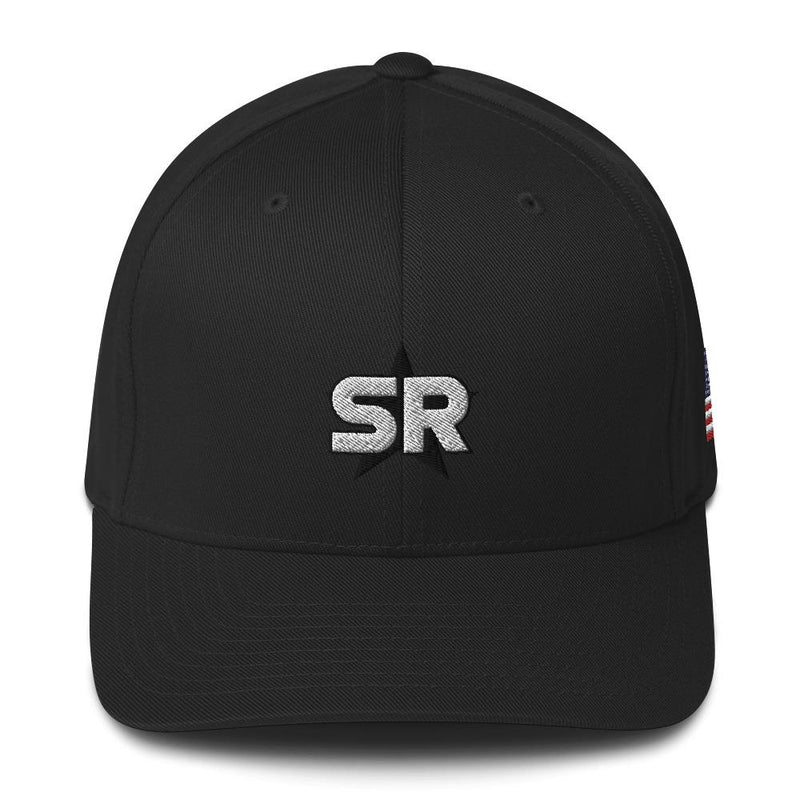 SR Star Logo - Structured Twill Cap Hats SOFREP Store Black S/M 