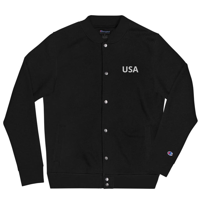 Embroidered Champion Bomber Jacket- USA The Loadout Room Black S 